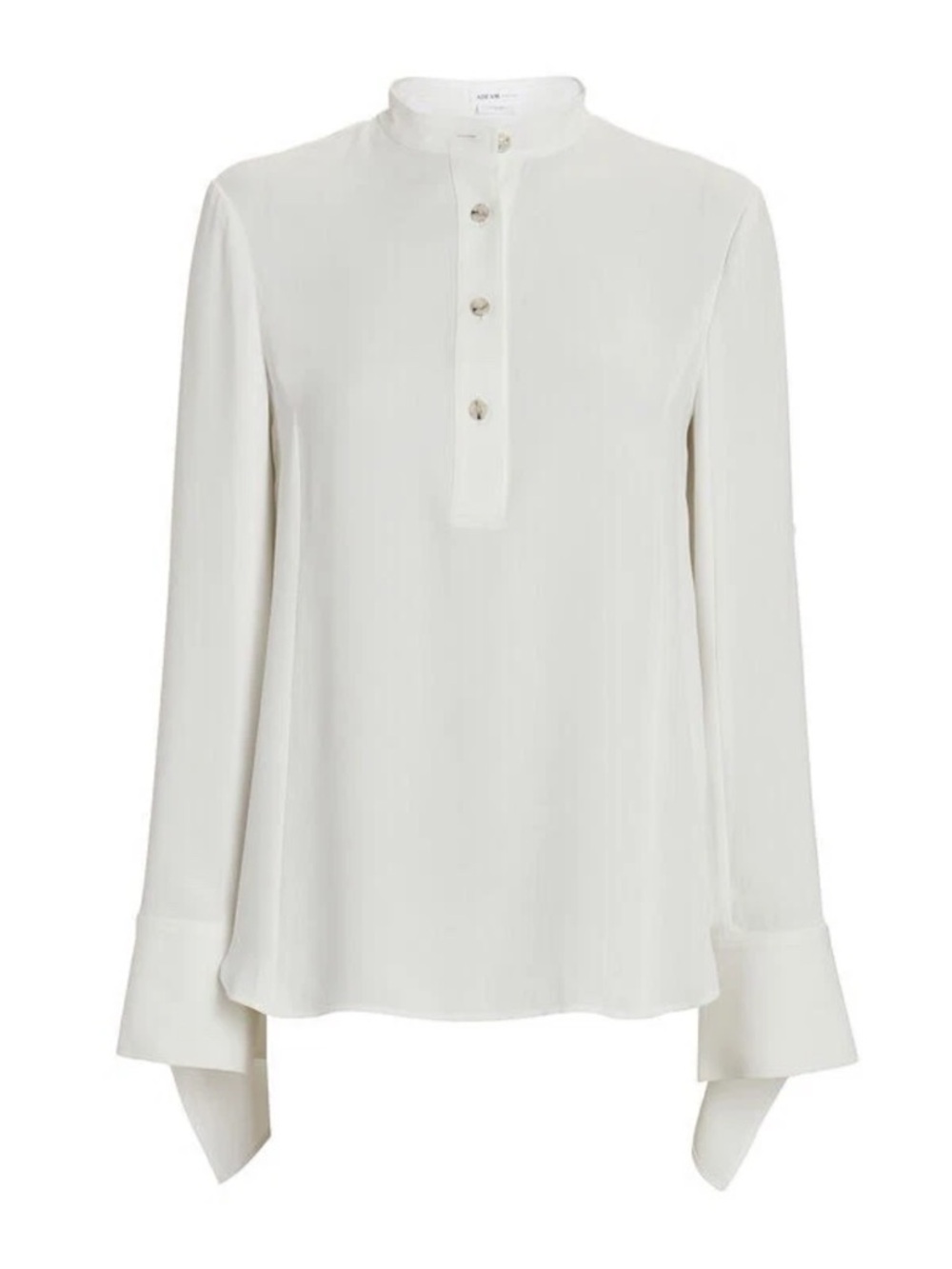 ADEAM Intermix Voyage Designer White Long Slv Ruffle Button Front Blouse Top M - Picture 2 of 8